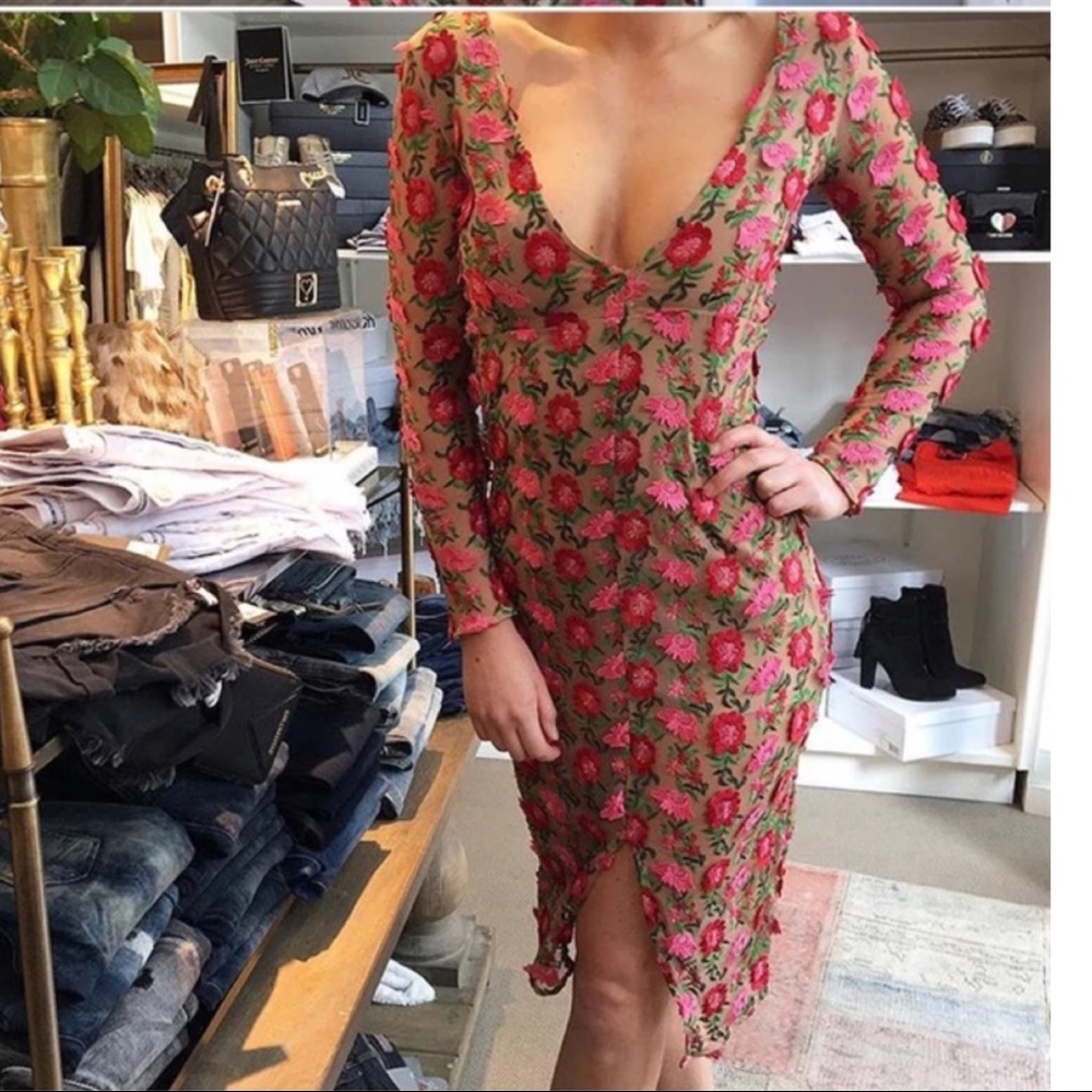 NWOT For Love and Lemons V-neck Floral Dress - Picture 4 of 6